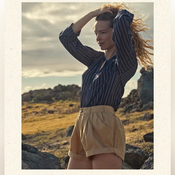 💋💛🌞DÔEN ‘Paige’ Bloomer Pleated Short Fieldstone Tan 0 (23/24)💋 - Picture 3 of 12